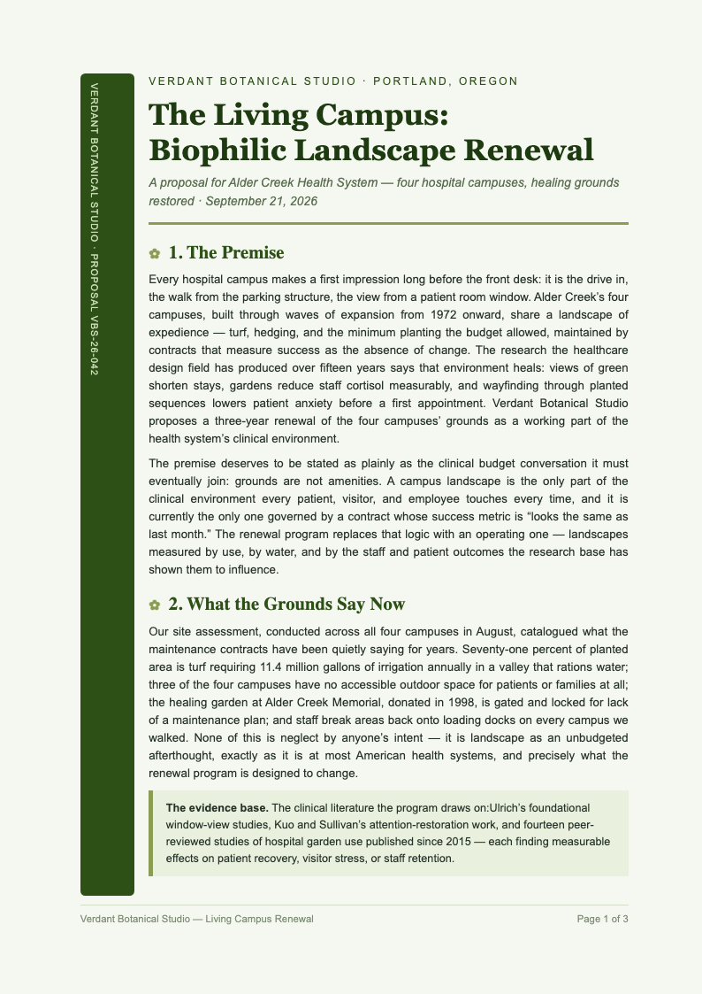 Botanical nature business proposal